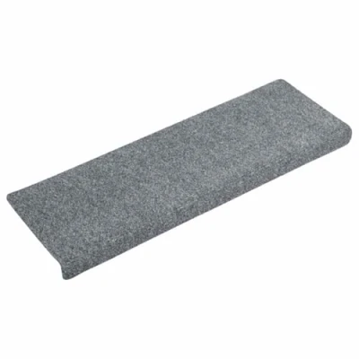 Image de vidaXL Tapis d&#039;escalier 15 pcs Tissu aiguilleté 65x21x4 cm Gris clair134564