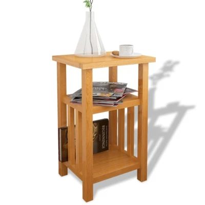 Afbeelding van Bijzettafel met tijdschrifthouder 27x35x55 cm massief eikenhout