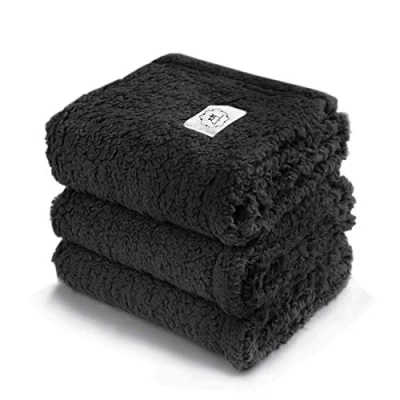 Afbeelding van 1 x 3 stuks superzachte pluizige huisdierdeken, hond, kat, puppy, zwart, maat S (45 75 cm)