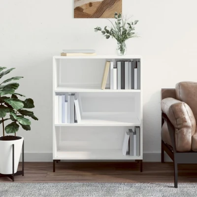 Afbeelding van Boekenkast 69,5x32,5x90 cm bewerkt hout hoogglans wit
