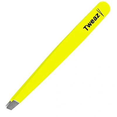 Afbeelding van K Pro TWEAZY Professionele pincet pincetten van roestvrij staal voor ontharing wenkbrauwen (neon geel)