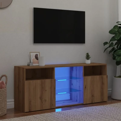 Afbeelding van vidaXL Tv meubel met LED 120x30x50 cm bewerkt hout artisanaal eiken