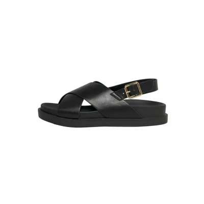 Afbeelding van ONLY SHOES Onlminnie 2 damessandalen, plat, van polyurethaan, met riempjes, zwart.