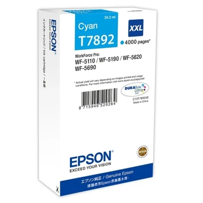 Image de Epson T7892 34.2 ml taille XXL cyan original cartouche d&#039;encre pour WorkForce Pro WF 5110DW, 5190DW, 5190DW BAM, 5620DWF, 5690DWF, 5690DWF BAM
