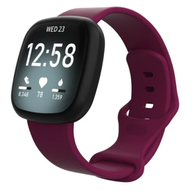 Afbeelding van Fitbit Versa 3 &amp; 4 / Sense 1 2 Sportbandje Wijnrood Maat: M/L