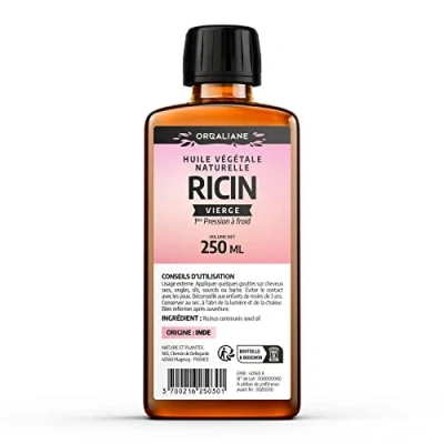 Afbeelding van Orgaliane ricinusolie 250 ml zuiver en natuurlijk baard, haar, wimpers, nagels, huid