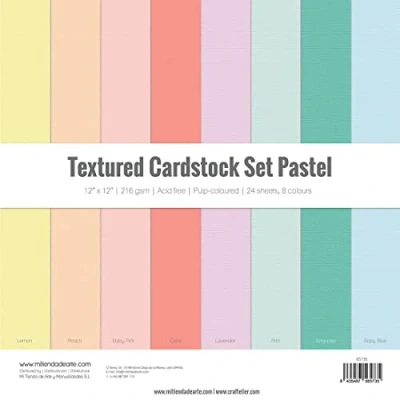 Afbeelding van Craftelier Cardstock 24 vellen dubbelzijdig karton voor kaartprojecten, scrapbooking en knutselen, 216 g, 30,5 x cm