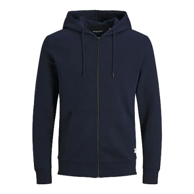 Image de JACK &amp; JONES Jjebasic Sweat à capuche zippé Noos pour homme, Bleu marine vif, S