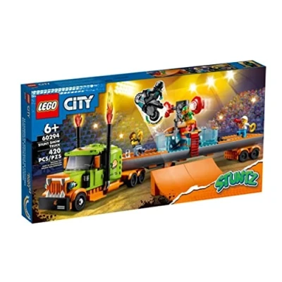 Afbeelding van LEGO 60294 City Stuntz The Stunt Show Truck, motorfiets met terugwrijving, vijver, bouwspeelgoed voor kinderen + 6 jaar figuren, meerkleurig