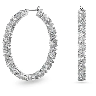 Afbeelding van Swarovski Millenia HOOP Triangle Oorbellen, Dames, Maat: One Size, White