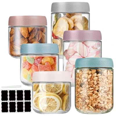 Afbeelding van YAMAIDUO Set van 6 Overnight Oats weckpotten met schroefdeksel