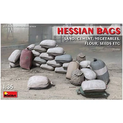 Afbeelding van 1:35 MiniArt 35586 Hessian Bags Sand, Cement, Vegetables, Flour, Seeds, etc. Plastic Modelbouwpakket