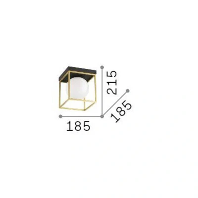 Afbeelding van Plafondlamp Ideal Lux Lingotto, zwart, opaal glas, 1 lamp
