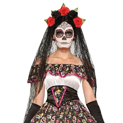 Afbeelding van Bristol Novelty 74922 Voile Halloween Dag van de Doden, meerkleurig, één maat