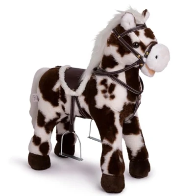 Afbeelding van Pink Papaya staand paard om op te zitten 60cm speelpaard rijden Felix voor kinderen met geluid rijpaard