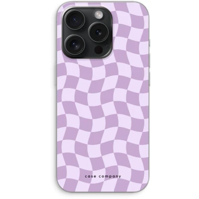 Afbeelding van Case Company® hoesje geschikt voor iPhone 15 Pro Grid Paars Soft Cover Telefoonhoesje Bescherming aan alle Kanten en Schermrand