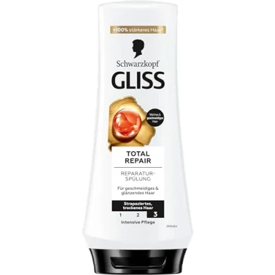 Afbeelding van Gliss Kur Total Repair Conditioner, 200 ml, keratine herstelt droog en beschadigd haar, conditioner voor tot 90% minder breuk