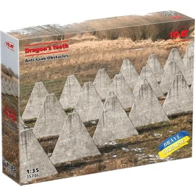 Afbeelding van 1:35 ICM 35746 Diorama Antitankversperringen &#039;Dragon&#039;s teeth&#039; 24 Stuks Plastic Modelbouwpakket