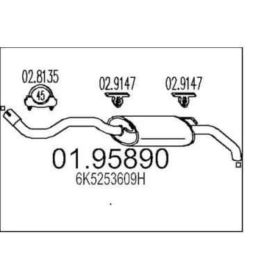 Afbeelding van MTS 01.95890 Einddemper 1440mm VOLKSWAGEN: Polo III Classic