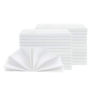 Afbeelding van Zollner set van 25 damast stoffen servetten, katoen, 50x50 cm, atlas rand, wit