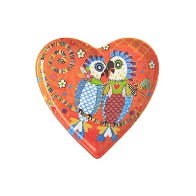 Afbeelding van Maxwell &amp; Williams Hartvormig porseleinen bord met Fan Club motief, oranje, 15,5 cm