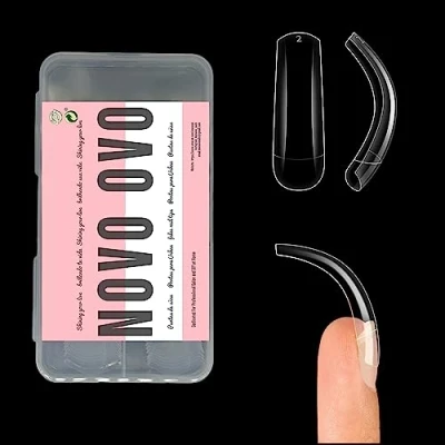 Afbeelding van NOVO OVO 100 stuks transparante kunstnagels, gebogen, acryl, 10 verschillende maten, voor Halloween en salon