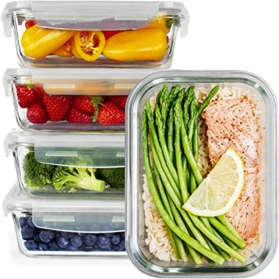 Afbeelding van Glazen maaltijdvoorbereidingscontainers [5 Pack] Gezonde maaltijdvoorbereidingsdozen met luchtdichte deksels luchtdicht glas, BPA vrij en lekbestendig