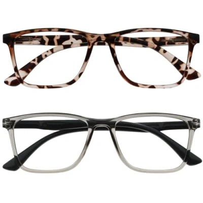 Image de OPULIZE NYX Lot de 2 lunettes anti reflets pour ordinateur et jeux vidéo, protection UV fatigue oculaire, monture rectangulaire, marron gris, homme femme, Marron/gris 2, taille unique