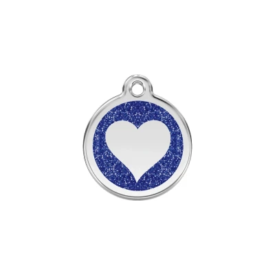 Afbeelding van Heart Navy glitter hondenpenning small/klein dia. 2 cm RedDingo
