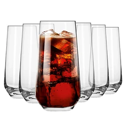 Afbeelding van KROSNO Hoog Water Sap Drinkglazen Set van 6 480 ML Splendour Collectie Hiball &amp; Tumbler Crystal Glass Perfect voor Thuis, Restaurants en Feesten Vaatwasser Veilig