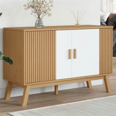 Afbeelding van Dressoir OLDEN 114x43x73,5 cm massief grenenhout wit en bruin
