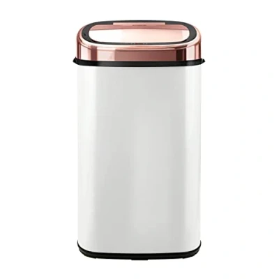 Afbeelding van Tower T80904RW Automatische afvalemmer, afvalemmer met vierkante sensor, buitencoating, anti vingerafdrukken, keukenafvalemmer, wit en roségoud