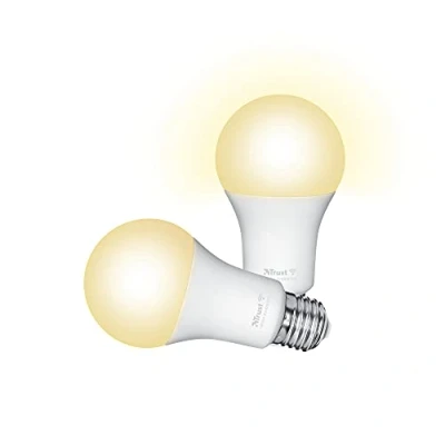 Afbeelding van Trust Smart Home wifi E27 slimme gloeilamp, compatibel met Alexa en Google Home, dimbare lamp E27, zonder hub, 2,4 GHz ledlamp, lamp, koud warm wit licht, 2 stuks