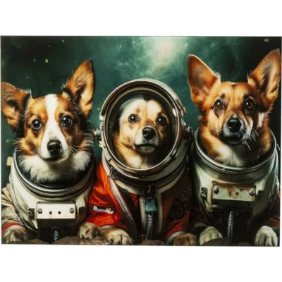 Afbeelding van Wandfoto astronauten honden 80x60cm Kare Design