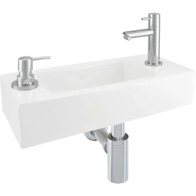 Afbeelding van Fonteinset Differnz Sapon (Keramiek, Zeepdispenser, Chroom)
