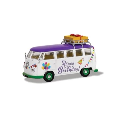 Afbeelding van Volkswagen Camper &quot;Happy Birthday&quot; Wit / Paars 1 43 Corgi