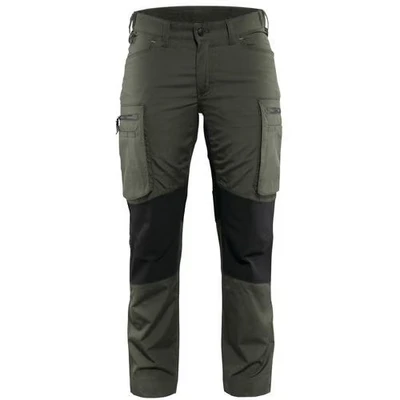 Image de Pantalon services stretch femme vert armée/noir