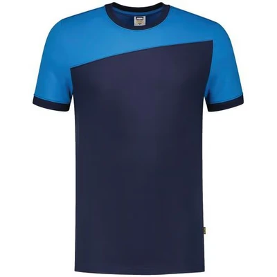 Afbeelding van Tricorp T shirt Bicolor Naden 102006 Ink / Turquoise Maat L