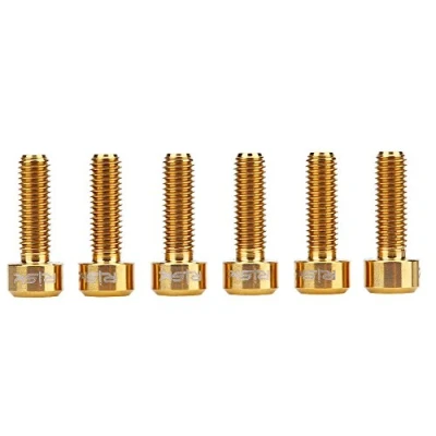 Afbeelding van 3 kleuren, 6 stuks/set, M5 x 16 mm, titanium, legering, fiets, vaste stang, vervanging voor mountainbike, stang (goud)