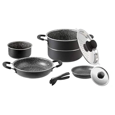 Afbeelding van Brunner Campingservies en kookgerei van aluminium, set piraat 7 + 1. Ø 20 cm