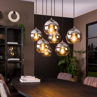 Afbeelding van Hoyz Hanglamp Bubble Shaded 7 Lampen Industrieel Grijs/Zwart