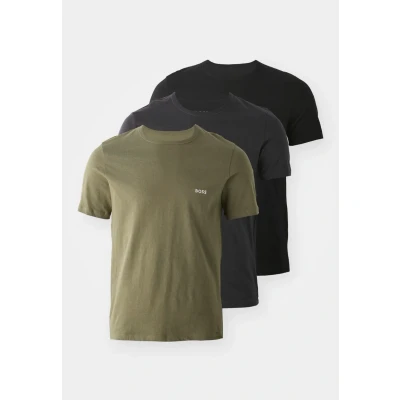 Afbeelding van BOSS heren Classic T shirt van biologisch katoen in 3 pack de kleur Legergroen, maat: L