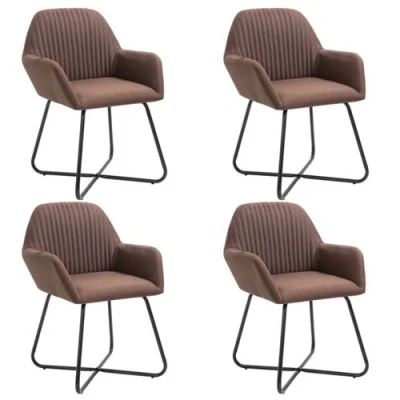 Afbeelding van vidaXL Eetkamerstoelen 4 st stof bruin