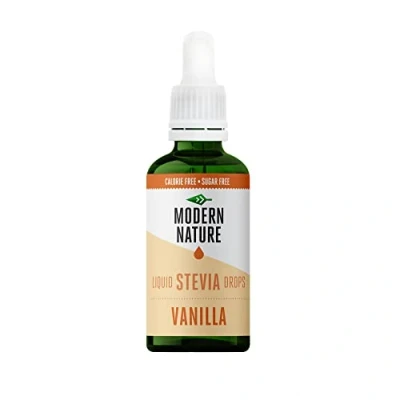 Image de Modern Nature Gouttes de Stevia Liquide Saveur Vanille Zero Calories et Sans Sucre Keto Vegan Diet Flavour Drops pour le Cafe, Protéines, Porridge, Yogourt Edulcorant 50ml