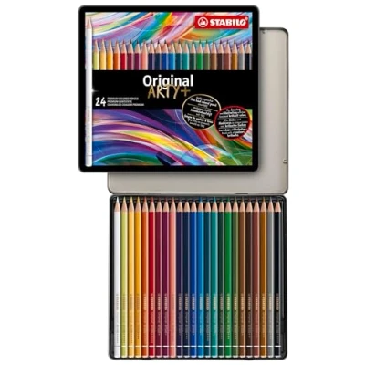 Image de STABILO Original crayxon de couleur mine fine, étui en métalde 24 pièces, hexagonal, laqué couleur, longueur: 175 mm épaisseur la mine: 2,5 (8774 6) co