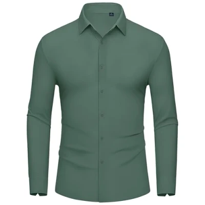 Afbeelding van DEMEANOR Stretch overhemd met lange mouwen voor heren, slim fit, kreukvrij, vrijetijdshemd, modieus Donkerblauw