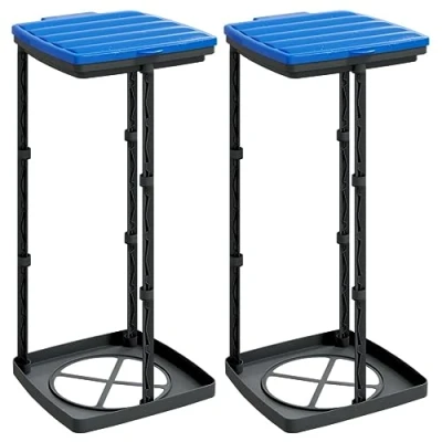 Afbeelding van vidaXL Vuilniszakhouders 2 st 60 L PP zwart en blauw