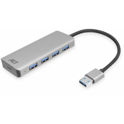 Afbeelding van ACT AC6121 USB A Hub 3.0 4x Zilver Aluminium