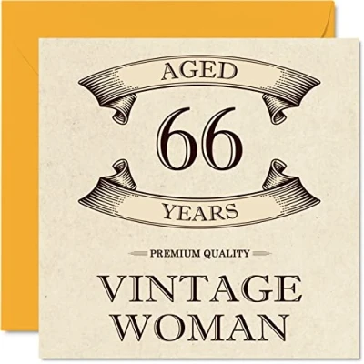 Afbeelding van Vintage verjaardagskaarten voor vrouwen, 66 jaar, grappige verjaardagskaart moeder, zus, vrouw, vriendin, oma, tante, 145 mm x mm, wenskaart kaart