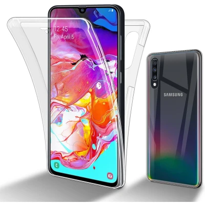 Afbeelding van Cadorabo Hoesje geschikt Voor Samsung Galaxy A70e in TRANSPARANT 360 Full Body Case Cover Beschermhoes en achterbescherming, all round bescherming met displaybescherming